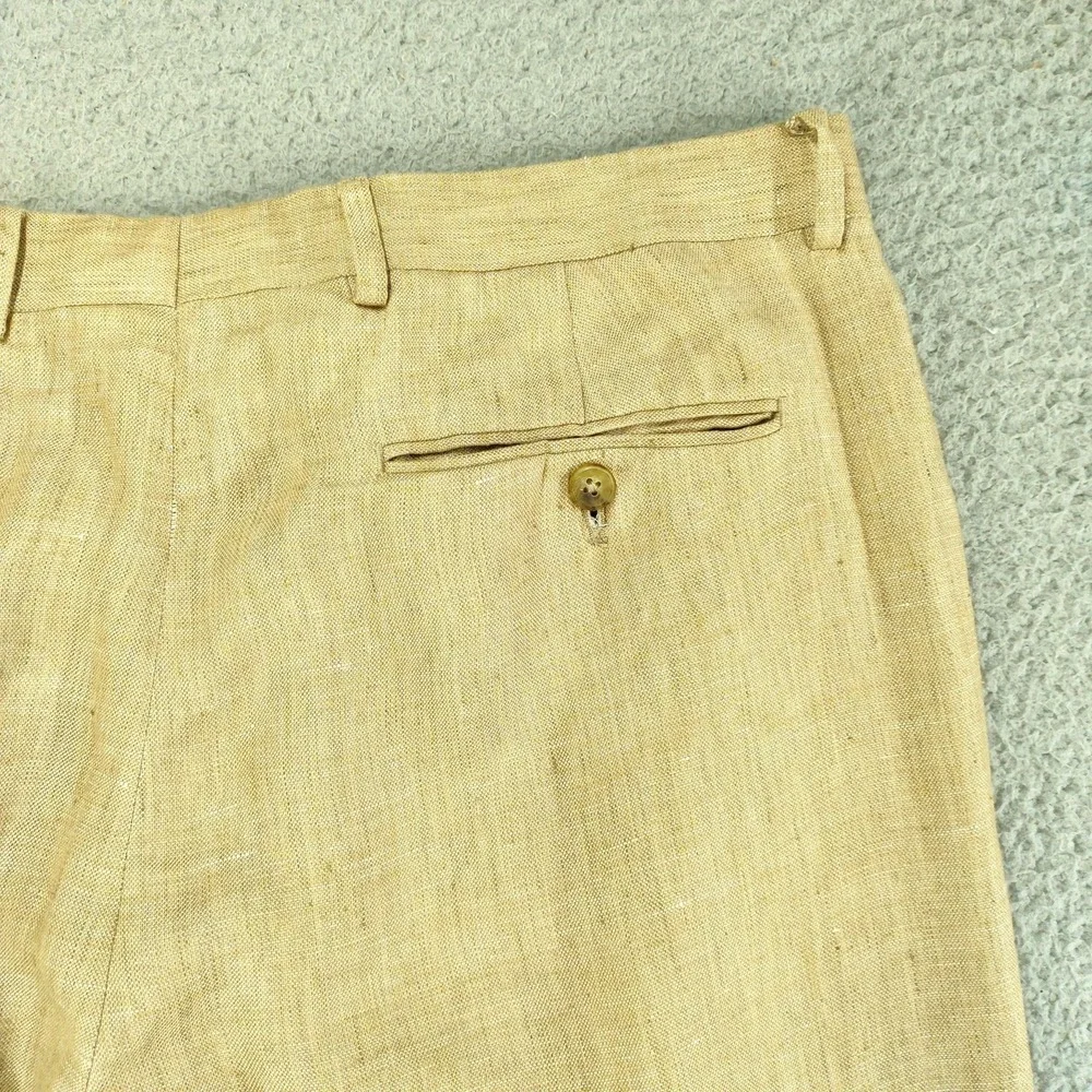 Murano Baird McNutt Linen Dress Pants Mens 36x32 Beige Pleated Front Trousers